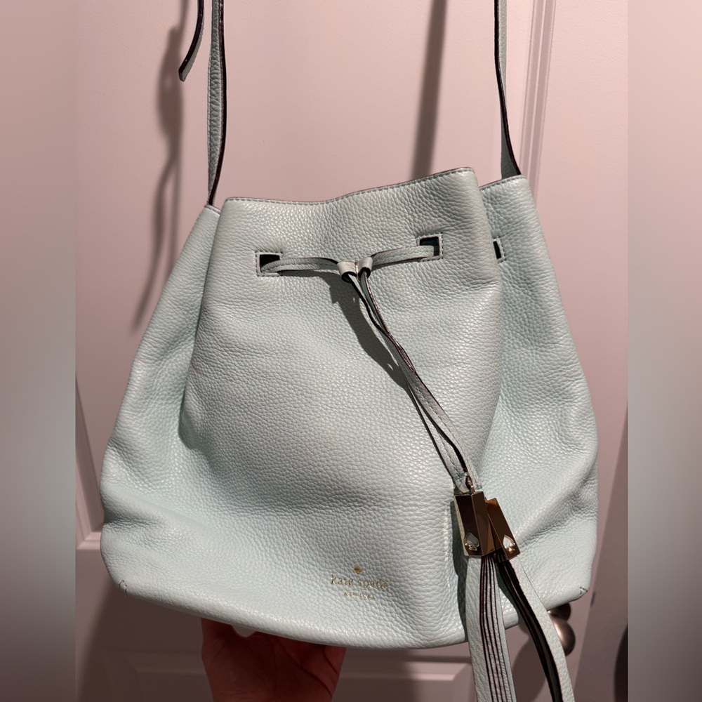 Kate Spade Light Blue Leather Bucket Bag